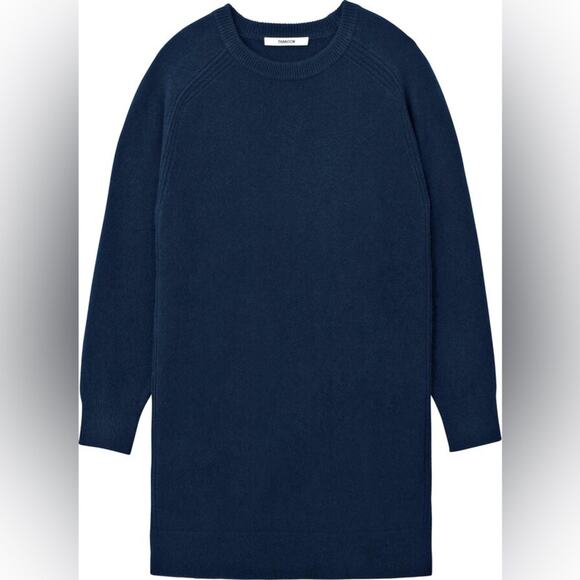 THAKOON Long Sleeve Wool Sweater Dress Mini Midnight Navy Blue Crew Medium NEW - Picture 2 of 13